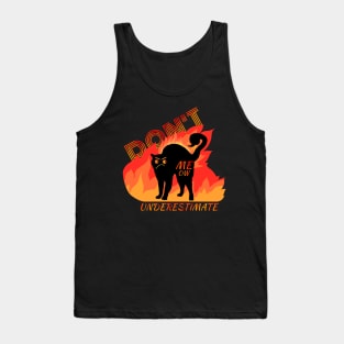 Angry Black Cat with Flames Design Tank Top